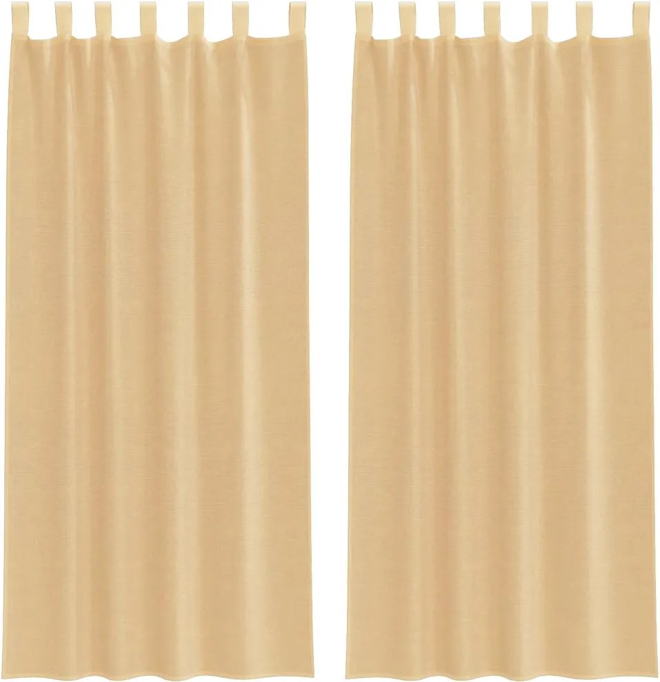 vidaXL 2 db homokszínű fátyolfüggönyök hurokkal 140x225 cm