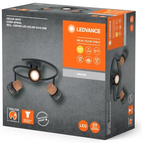 Ledvance - LED spotlámpa DECOR CORK 3xGU10/3,4W/230V