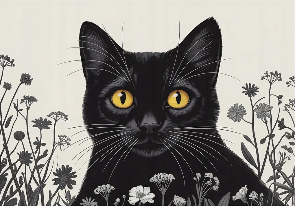 Dekoratív Fotótapéta Hálószoba Virágok macska 312x219 Ragasztó