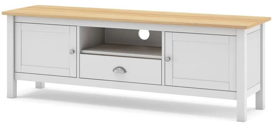 Fehér-natúr színű borovi fenyő TV-állvány 158x53 cm Misti – Marckeric