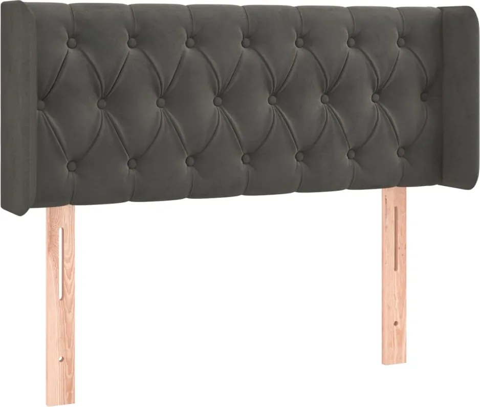 vidaXL sötétszürke bársony fejtámla szárnyakkal 93x16x78/88 cm