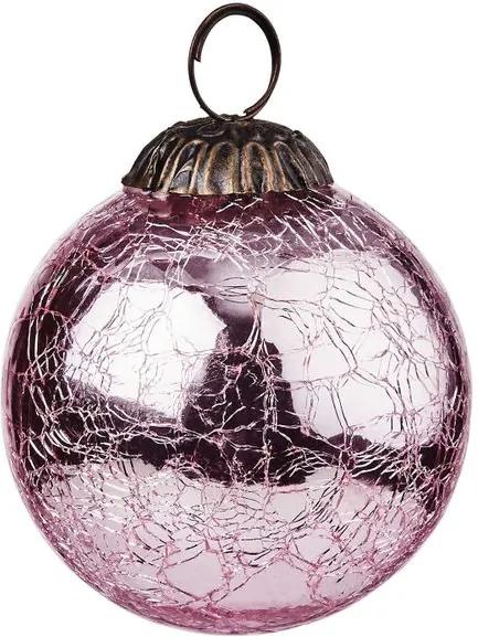 HANG ON üveggömb karácsonyfadísz repedezett lila, Ø 8 cm