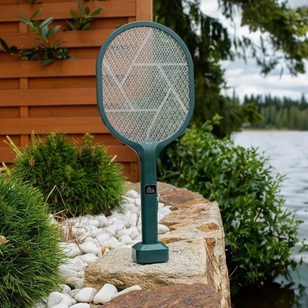 LED elektromos rovarcsapda 2 az 1-ben LCD-vel, 1200 mAh/5V, zöld