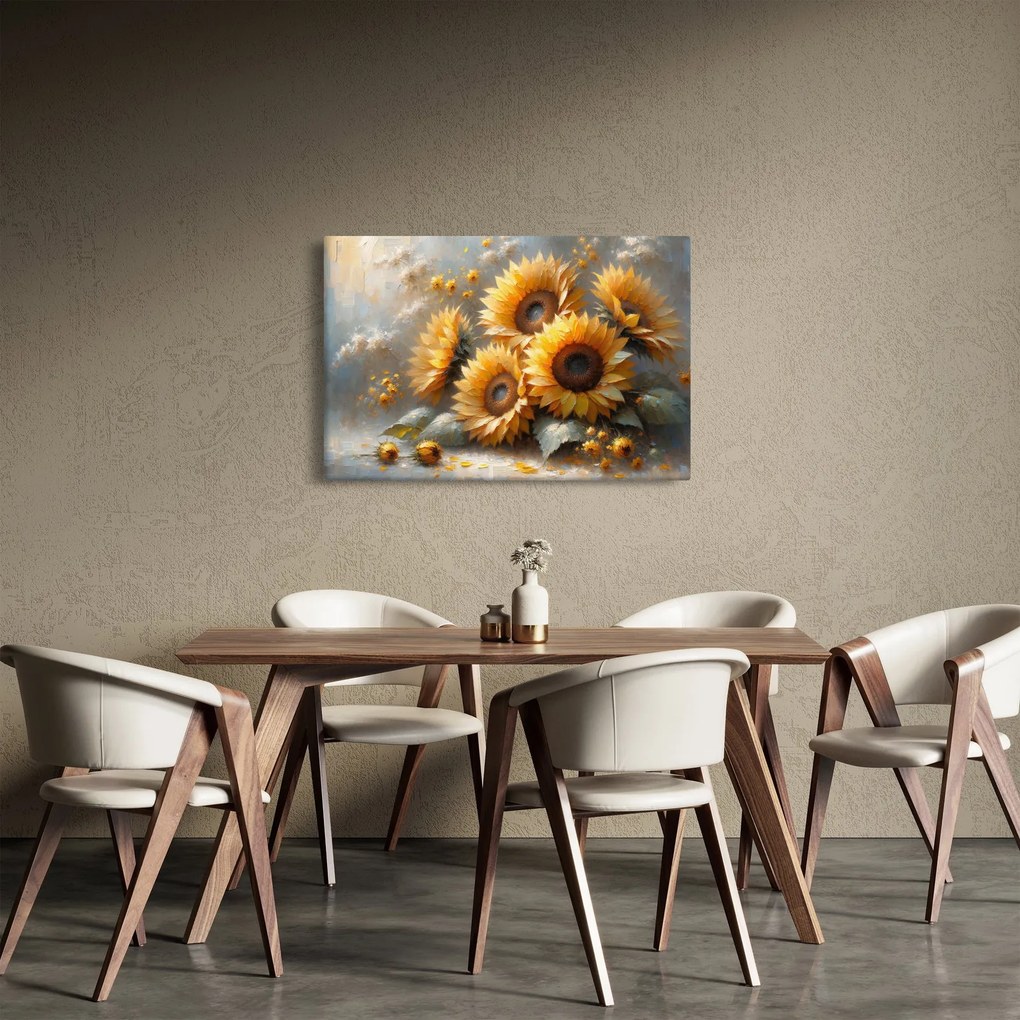Kép - Napraforgók festménye (90x60 cm)