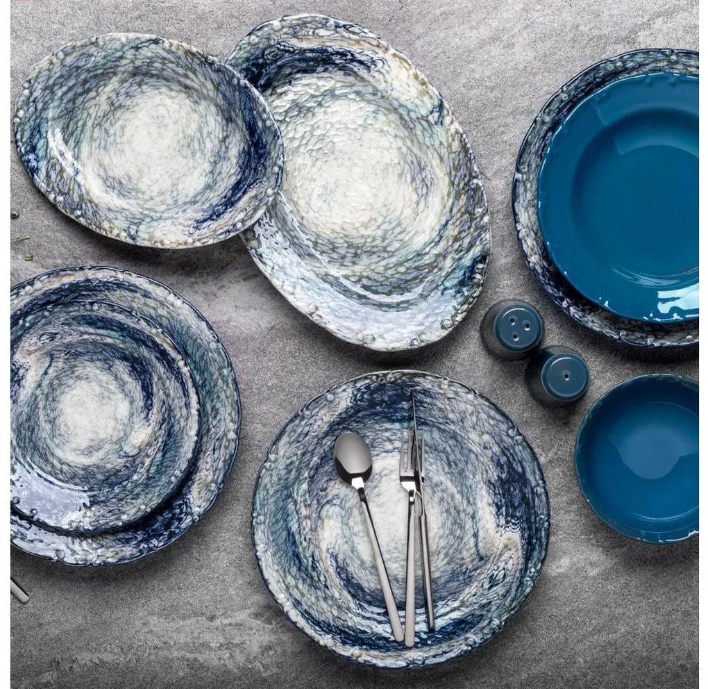 29 darabos étkészlet, kék porcelán