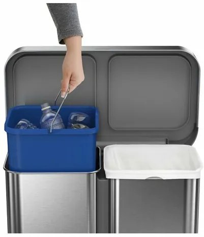 Simplehuman pedálos hulladékgyűjtő szelektívhulladékgyűjtő 58 l, ezüst