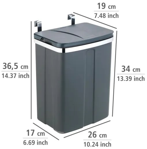 WENKO 54903100 - Ajtóra szerelhető kosár 26x36,5 cm szürke/ezüst