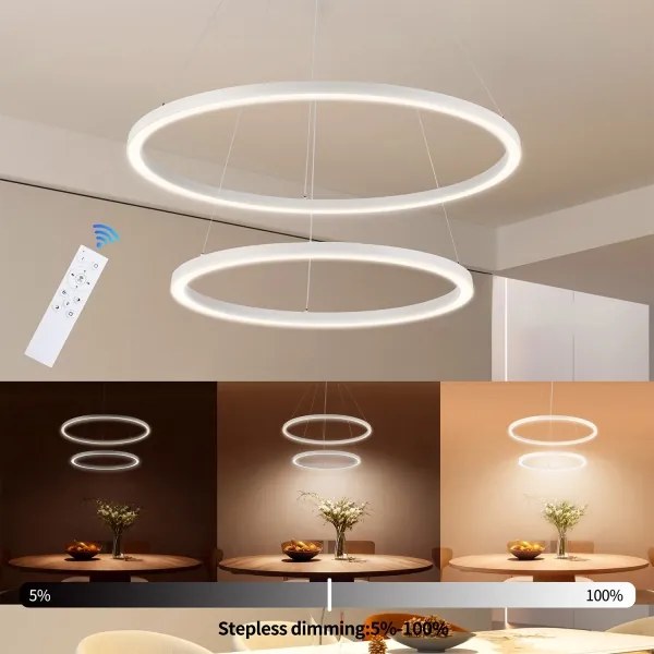 Brilagi - Dimmelhető LED kábeles csillár PORTOFINO LED/98W/230V Ø 80 cm fehér + távirányító