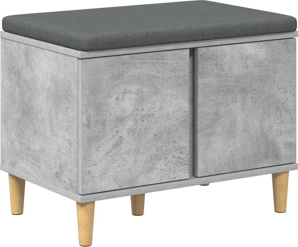vidaXL Előtér pad Beton Szürke 60 x 38 x 46 cm Műanyag Fa és Szövet