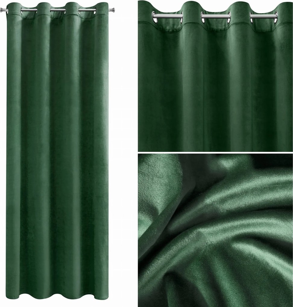 Függöny Bársony Velúr 140 x 250 cm Zöld Hálószoba Nappali