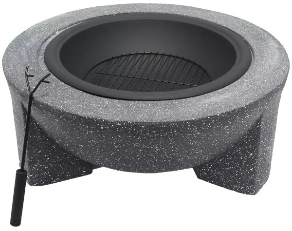 Hordozható tűzrakóhely rácssal 74x30 cm fekete/sötét gránit