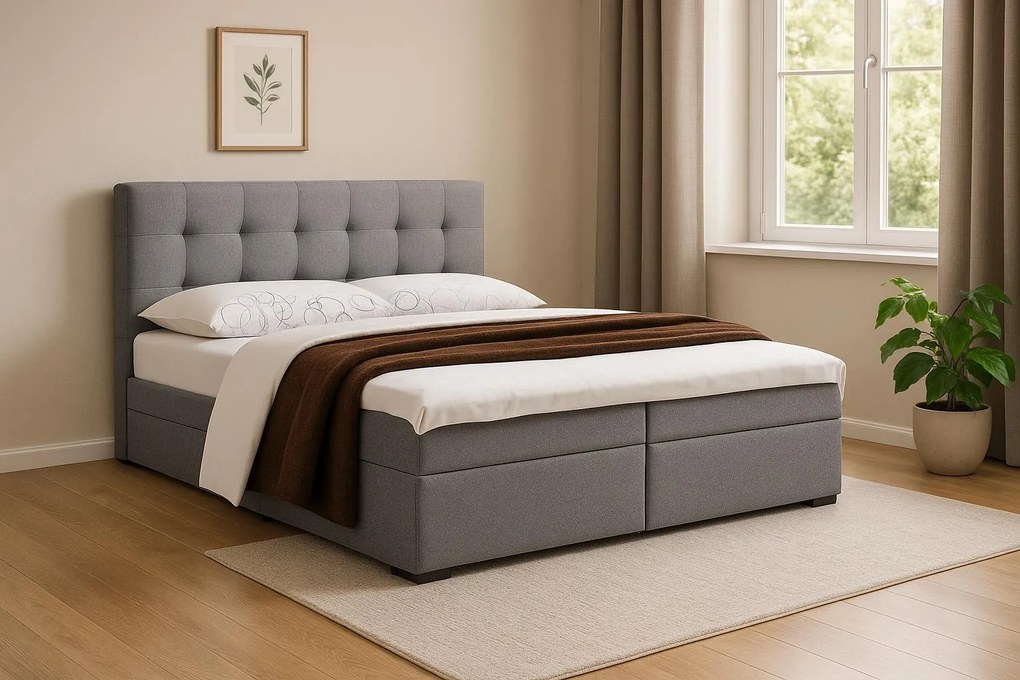 Franciaágy Boxspring 180 cm Fade 2 (szürke) (matraccal és tárolóhellyel). Akció -17%. 1046502