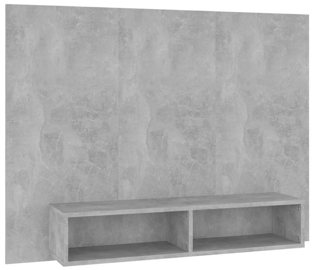 betonszürke szerelt fa fali TV-szekrény 120 x 23,5 x 90 cm