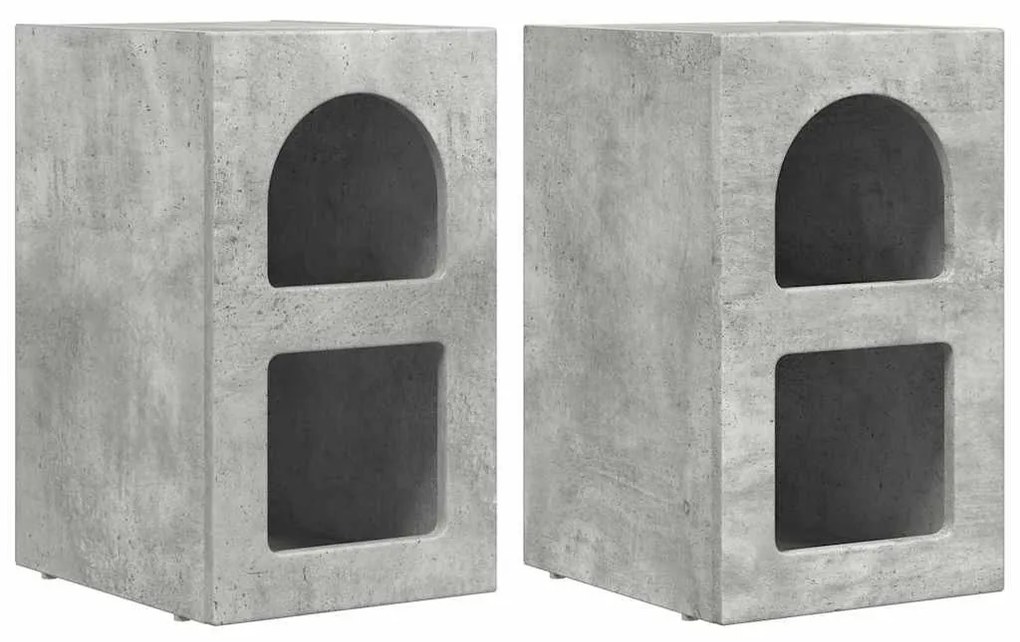 Éjjeli asztal 2 pcs Beton Szürke 29.5 x 35 x 50 cm Faanyag
