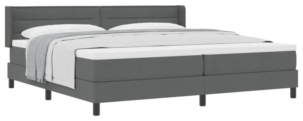 Boxspring ágy matraccal sötétszürkében, 200 x 200 cm, szövet