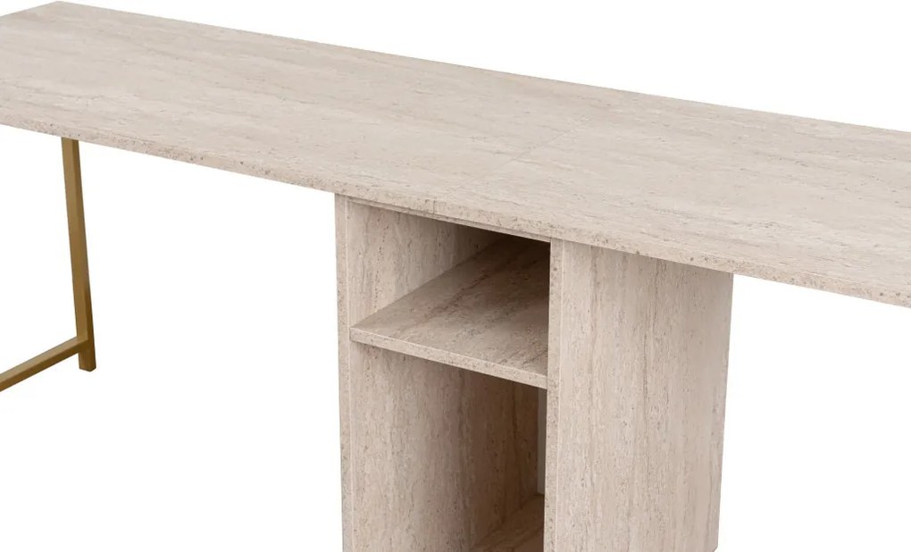 Twin Study Desk - travertin/arany íróasztal