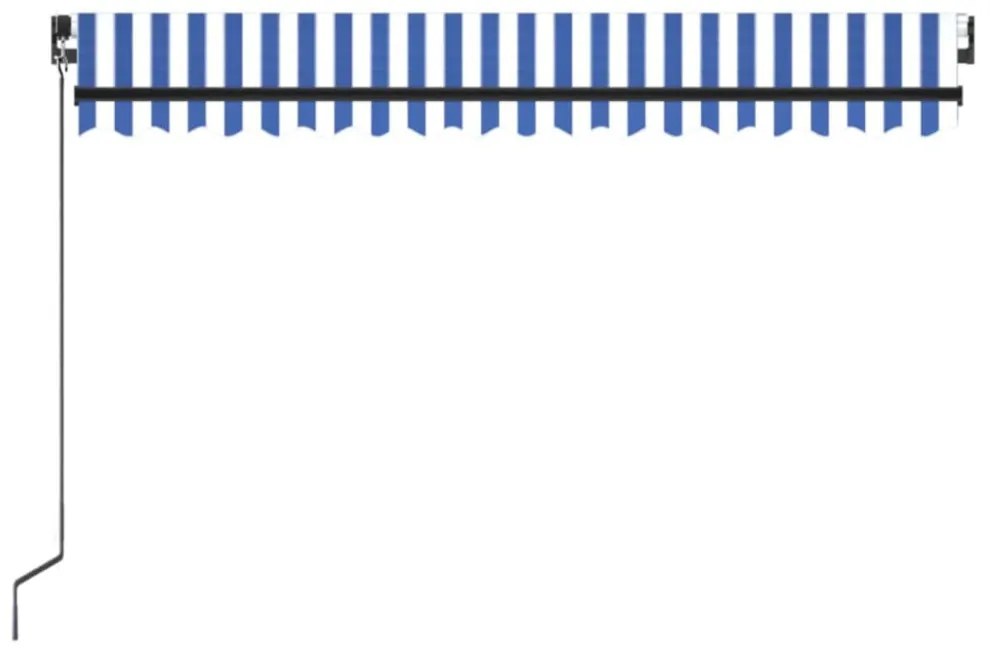 kék és fehér kézzel kihúzható LED-es napellenző 400 x 350 cm