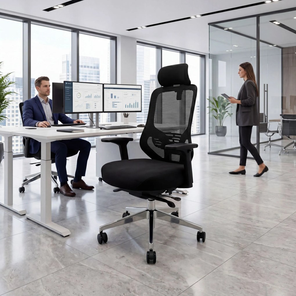 Ergonomikus hálós irodai szék fekete AXIS