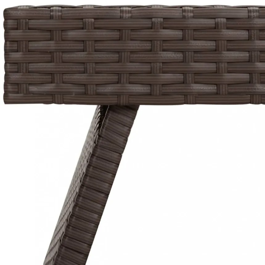 barna összecsukható polyrattan kisasztal 60 x 40 x 38 cm