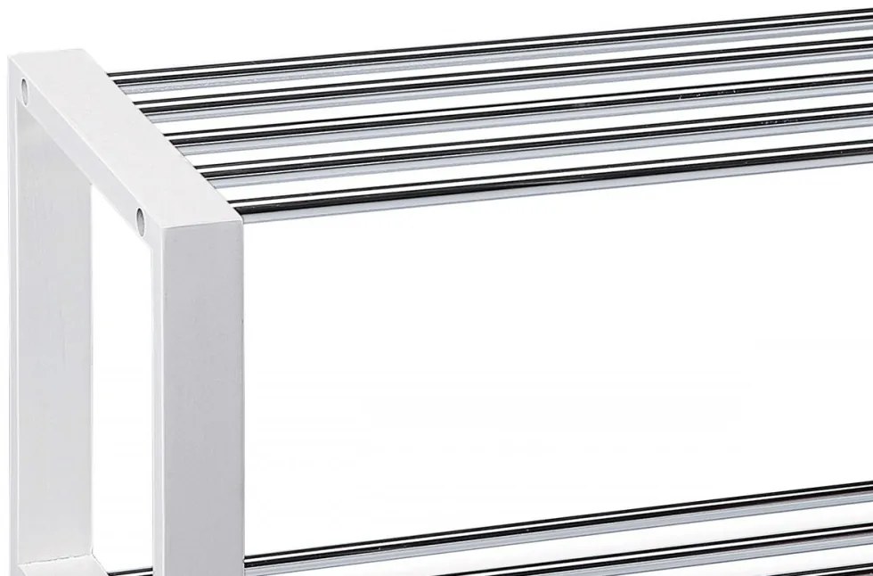 83168-11 Depozit modern pentru pantofi cu rafturi cromate în alb