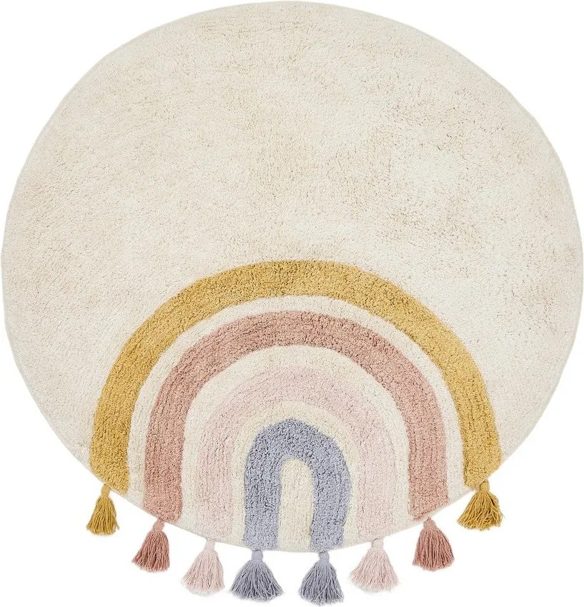 Elefántcsont színű mosható-kézi szövésű pamut gyerek szőnyeg ø100 cm Tadea – Kave Home