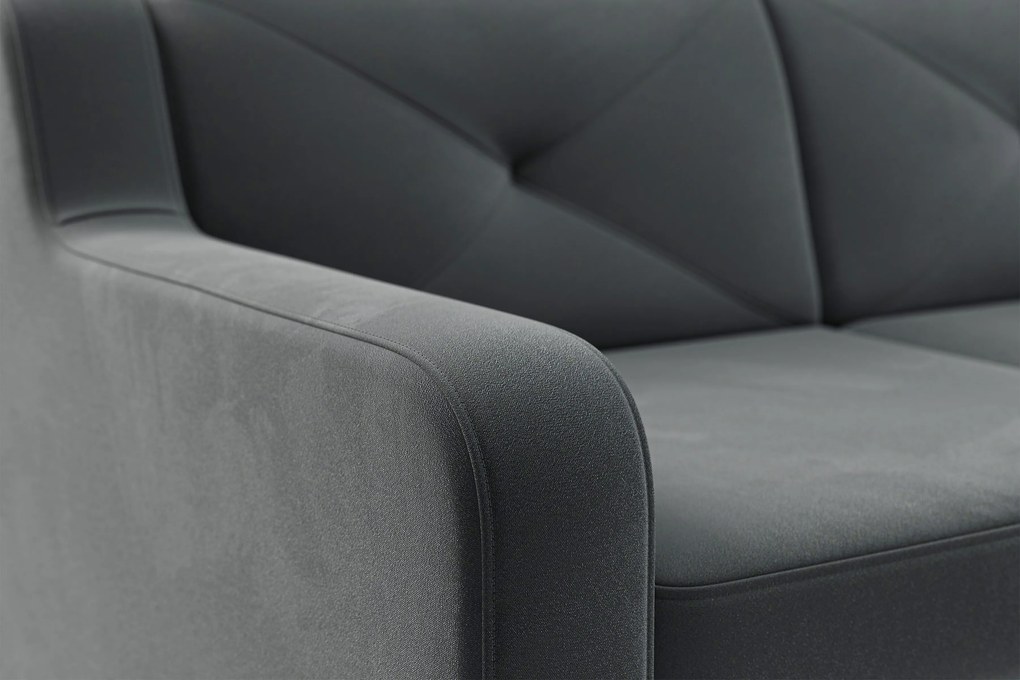 Laksaro sarokkanapé ágyfunkcióval jobb oldali - szürke bársony Jasmine 96