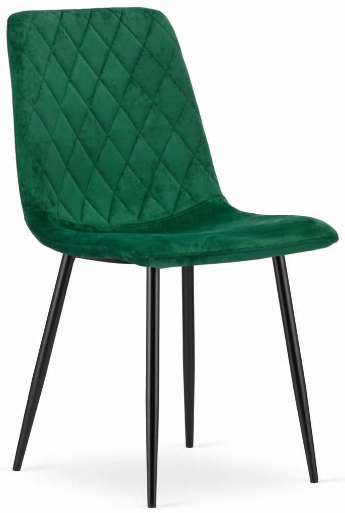 Étkezőgarnitúra 1 + 4, fekete asztal RAMOD 100x60 cm márvány dekor + zöld TURIN szék fekete lábakkal