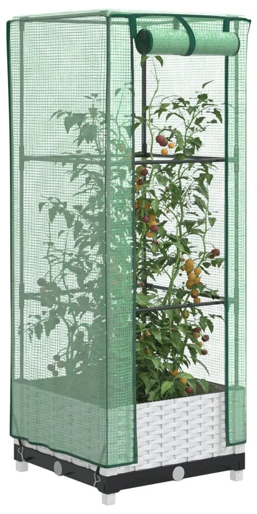 Rattan megjelenésű magaságyás melegháztakaróval 40x40x123 cm