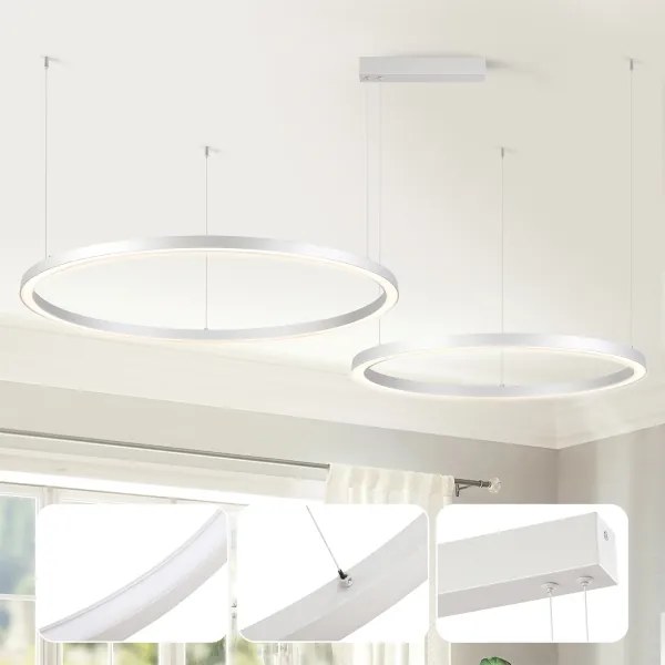 Brilagi - LED fényerőszabályozható kábeles csillár PORTOFINO LED/98W/230V ezüstszínű + távirányító