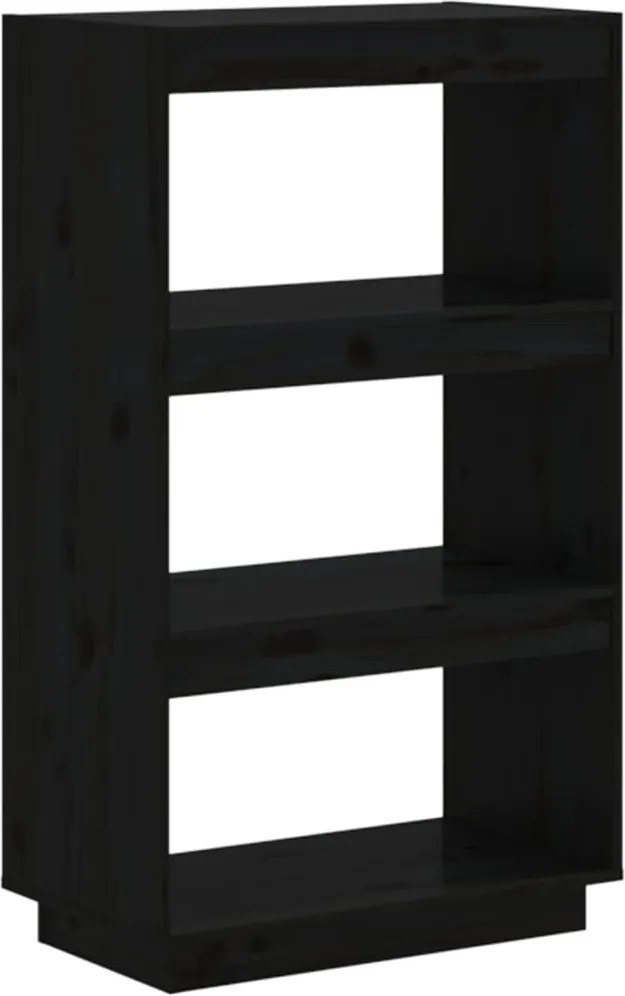 vidaXL fekete tömör fenyőfa könyvszekrény/térelválasztó 60x35x103 cm