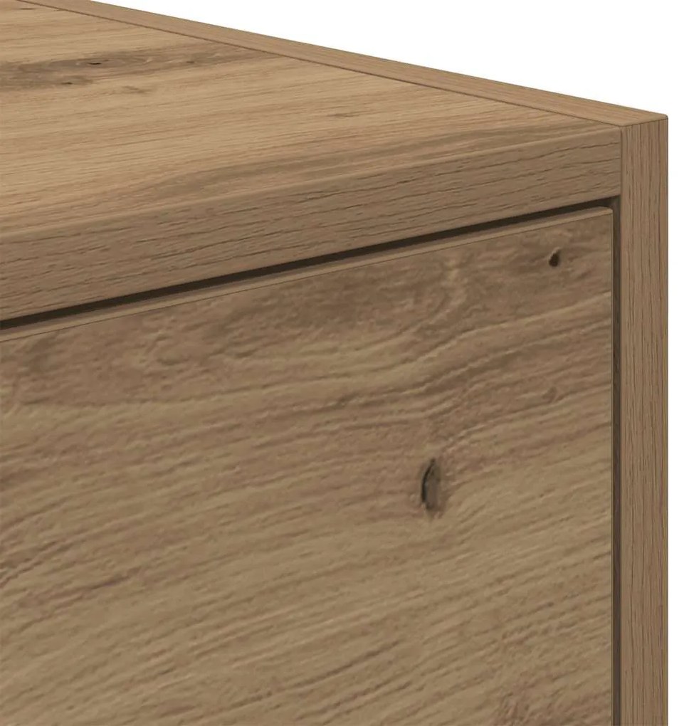 kézműves tölgy színű szerelt fa TV-szekrény 80x31x25,5 cm