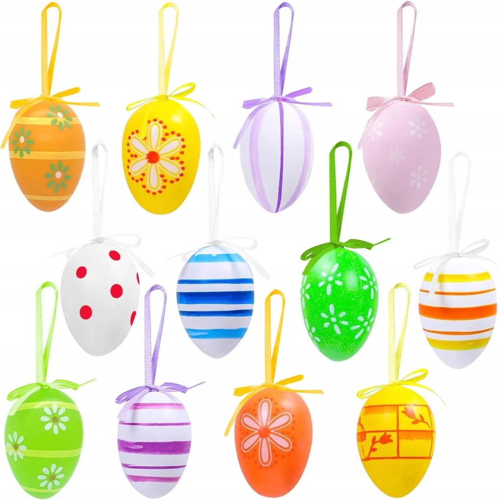Húsvéti Tojások Kézzel Festett Hímestojások Színes Lógó Díszek 24 db