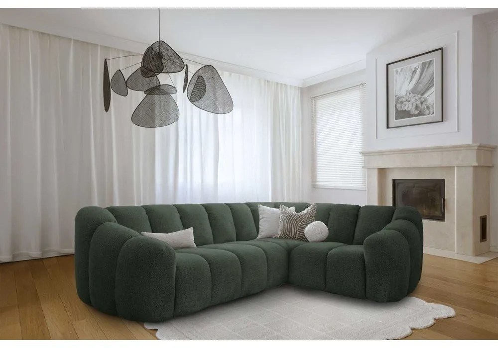 Sötétzöld sarokkanapé (jobb oldali-L alakú) Shell – Miuform