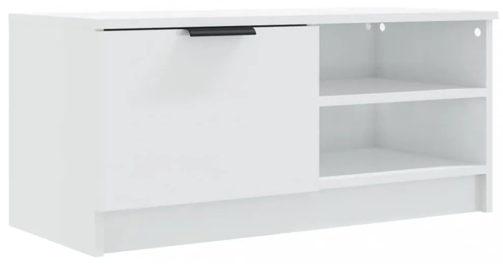 2 db magasfényű fehér szerelt fa TV-szekrény 80x35x36,5 cm