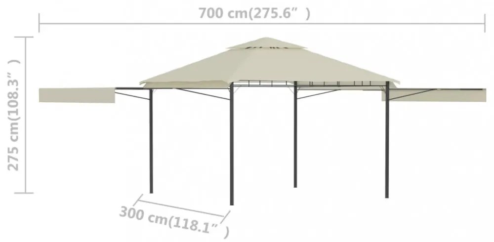 krémszínű pavilon dupla kibővített tetővel 3x3x2,75 m 180 g/m²