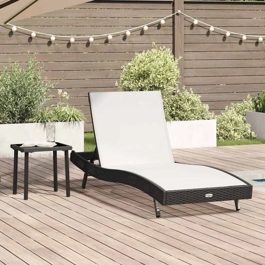 Napozóágy asztallal 2 pcs Fekete, Fehér 40 x 40 x 40.5 cm