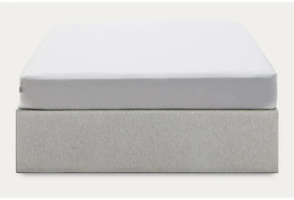 Szürke kárpitozott ágyneműtartós franciaágy 160x200 cm Matters – Kave Home