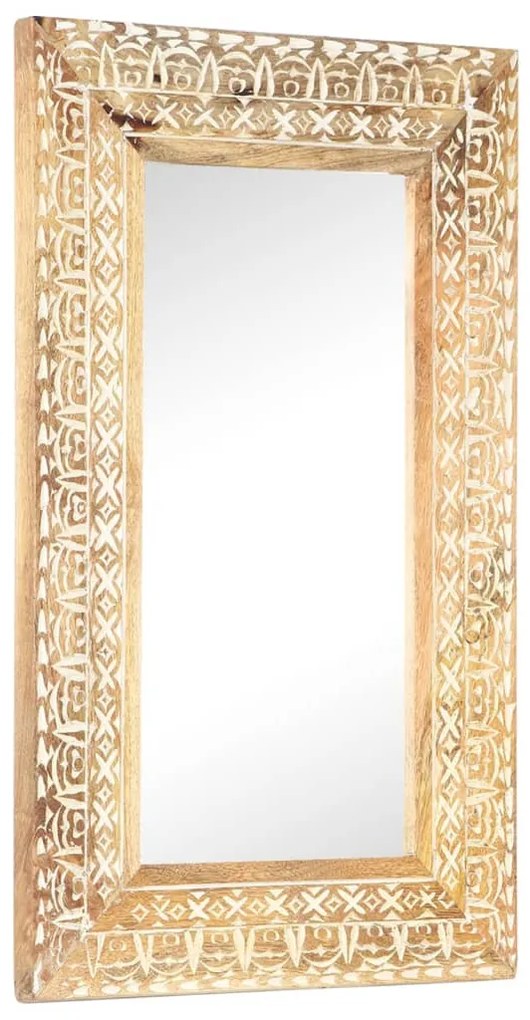 kézzel faragott tömör mangófa tükör 80 x 50 x 2,6 cm