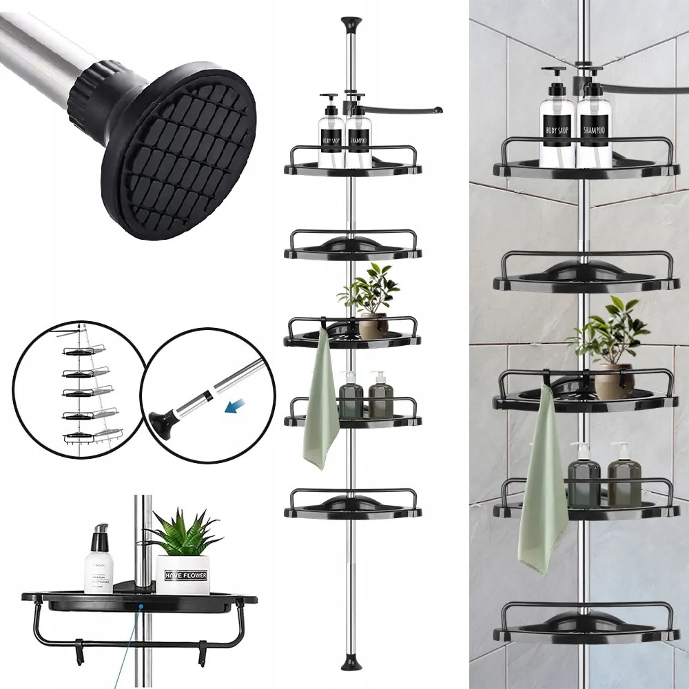 Teleszkópos Zuhanypolc, Sarokpolc, Fürdőszobai Polc 95-300CM