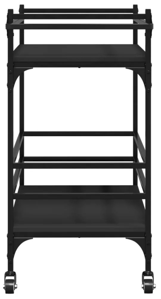 fekete szerelt fa zsúrkocsi 82 x 40 x 78,5 cm
