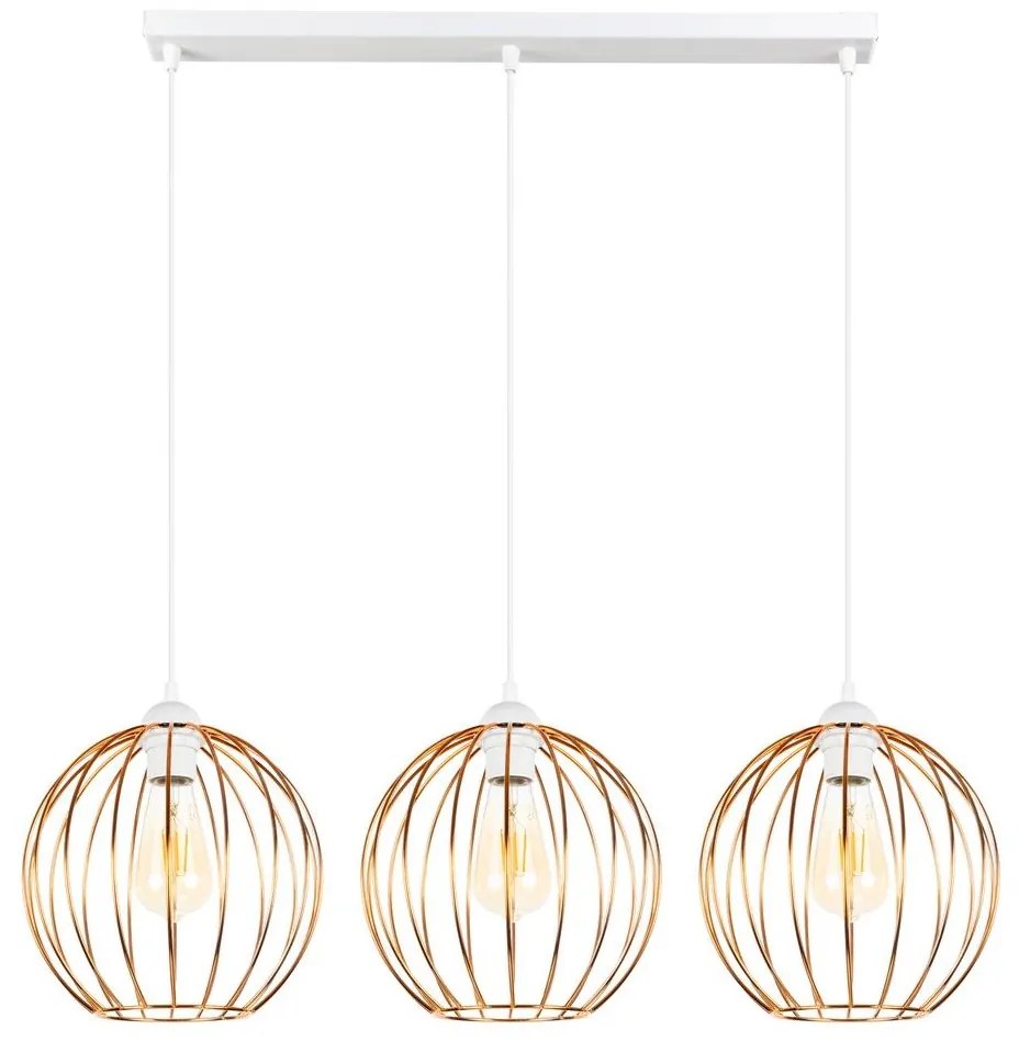 Csillár zsinóron MATT 3xE27/60W/230V fehér/réz