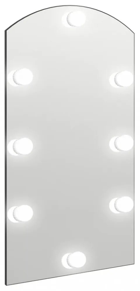 ívelt üvegtükör LED-lámpákkal 90 x 45 cm