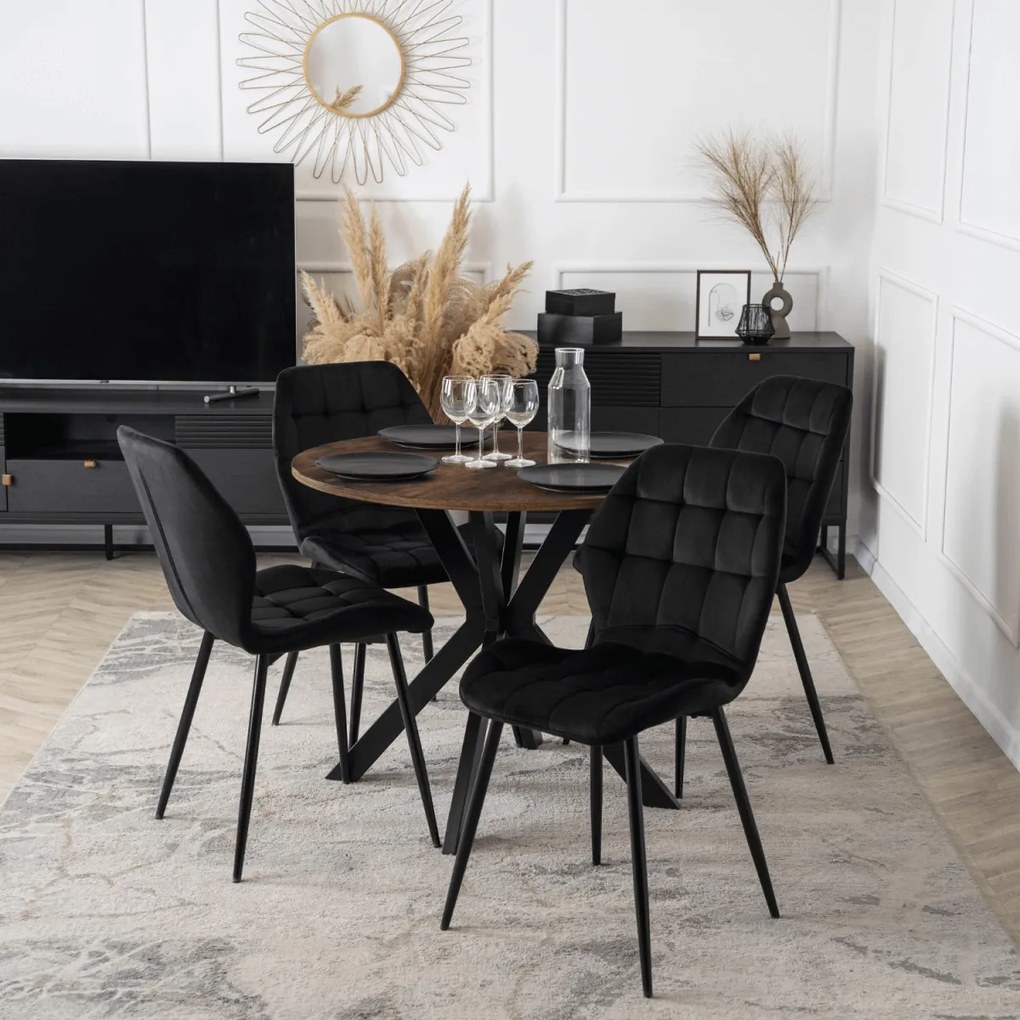 Étkezőasztal 80 cm méretben, rusztikus tölgy/fekete színben LAUREN