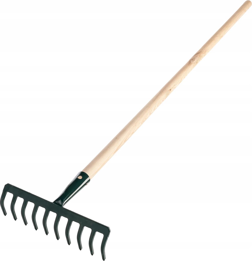 Fűlevél Gereblye Fa Nyéllel Fém 10 Fogú 126cm