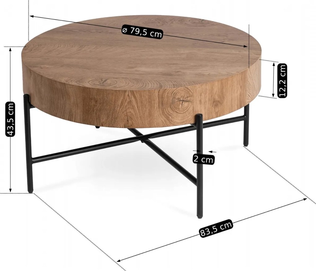 BELIEF dohányzóasztal tölgy színben