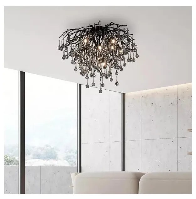 Paul Neuhaus 8091-18 - ICICLE felületre szerelhető csillár, 9xG9/40W/230V, átm. 50 cm, fekete