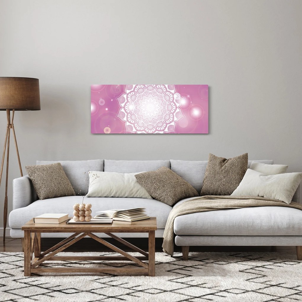 Egy mandala képe rózsaszín háttérrel (120x50 cm)