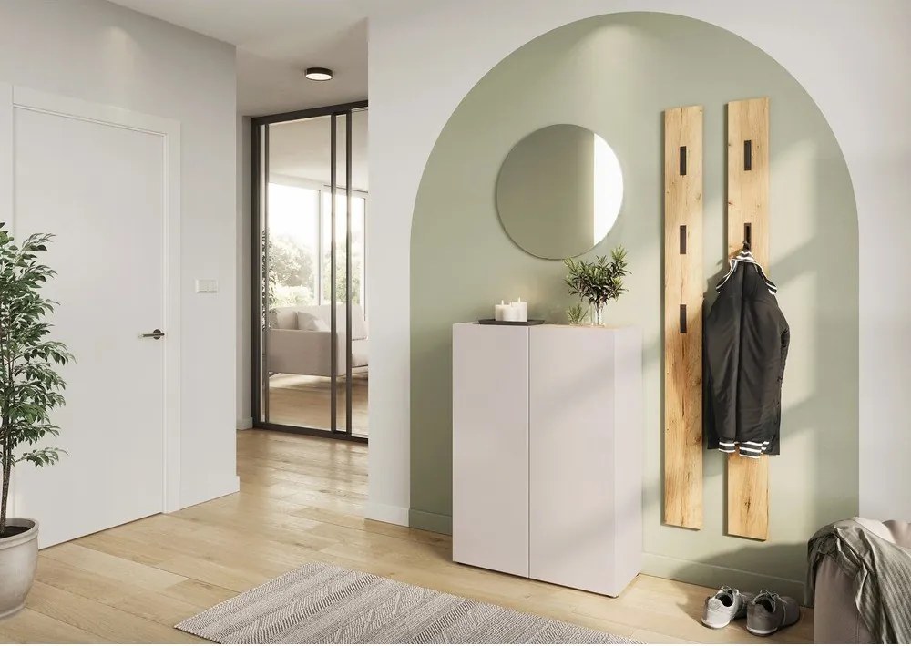 Krémszínű szekrény tölgyfa dekorral 74x105x33 cm Alviano – Germania