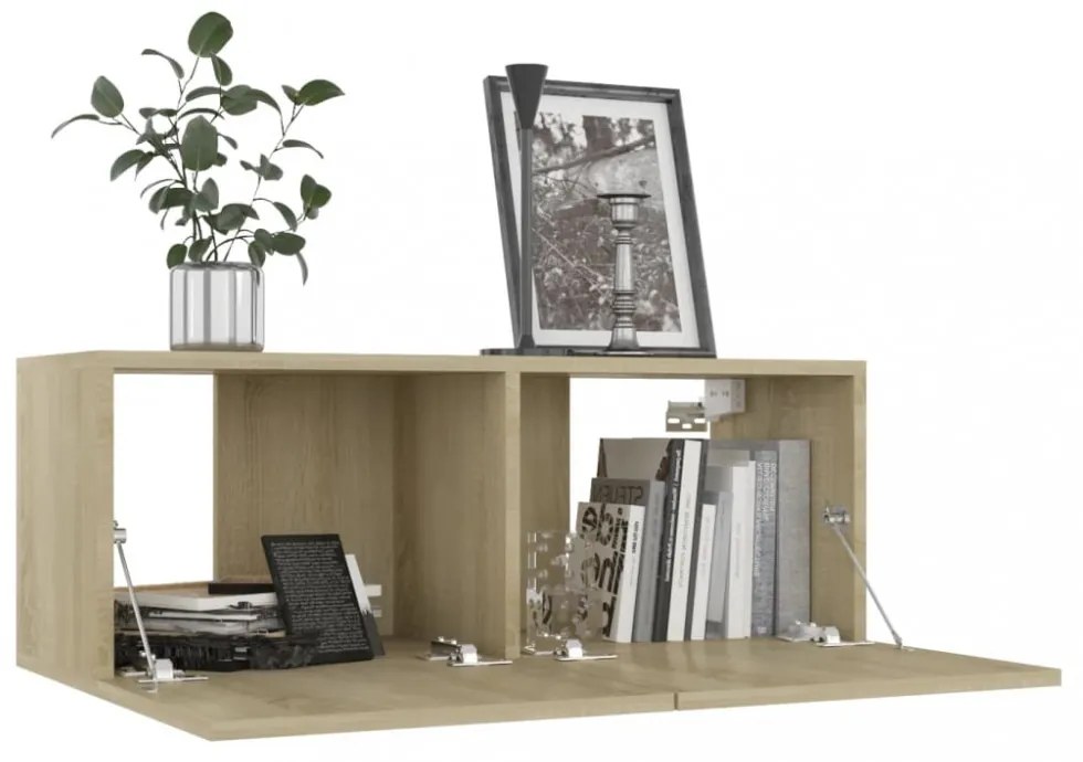 4 db sonoma tölgy színű szerelt fa TV-szekrény 80 x 30 x 30 cm
