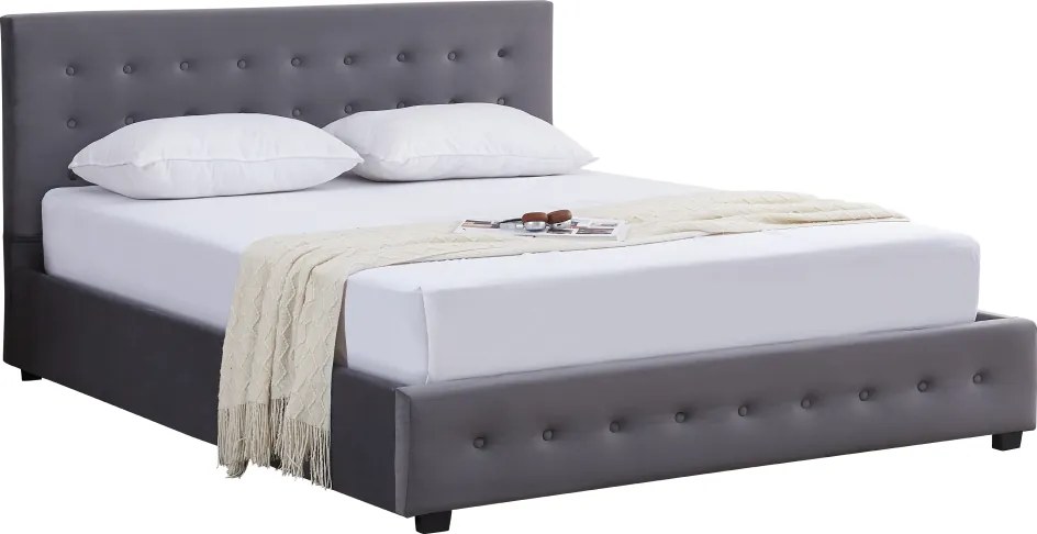 Ágy tárhellyel, 160x200, szürke, MINDY